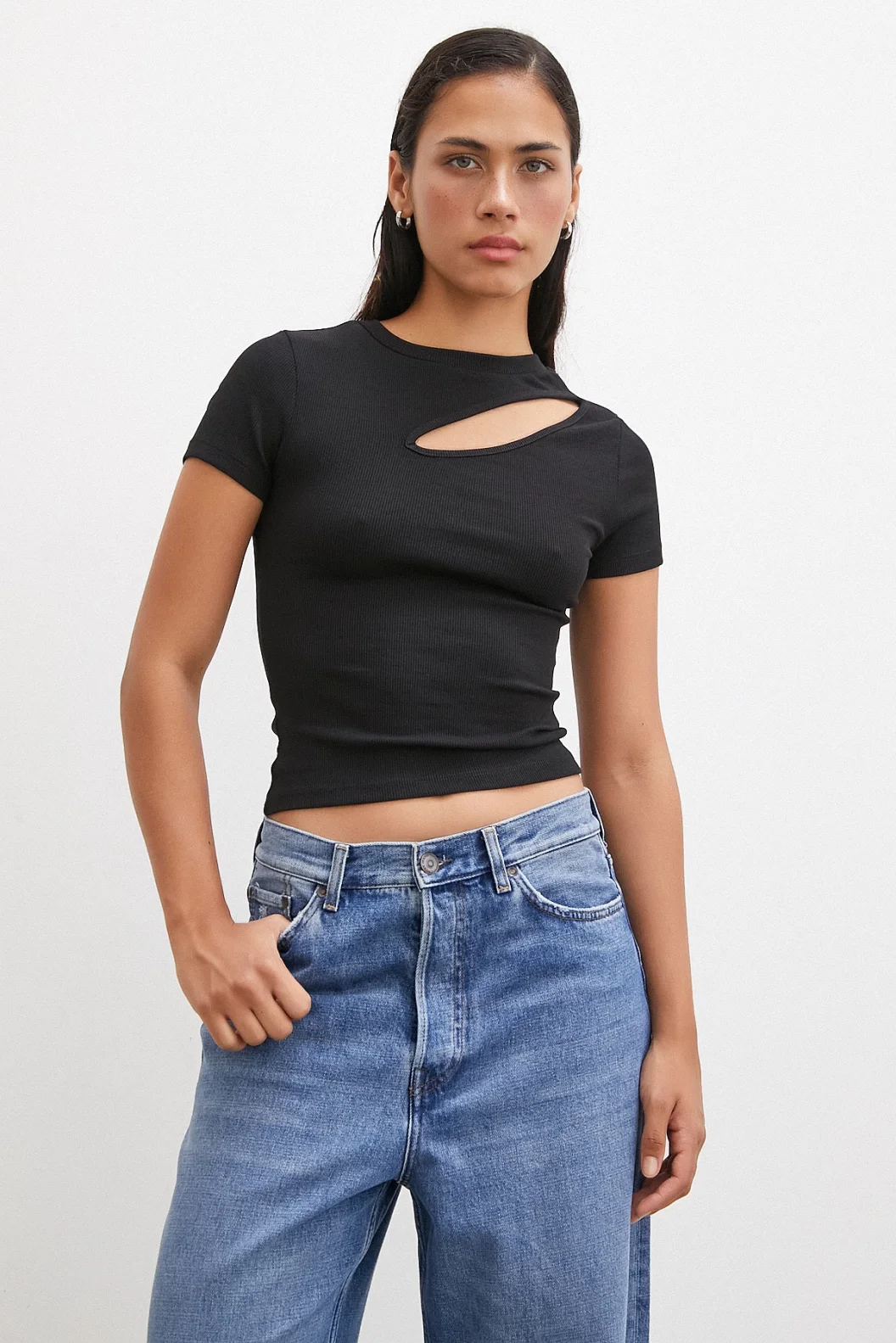 Offene Vorderbluse Schwarz