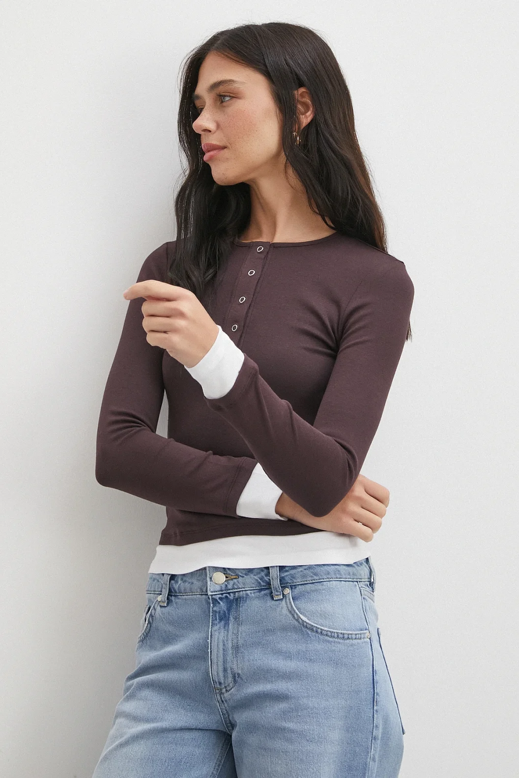 Garnili Çıtçıtlı Bluz Bordo