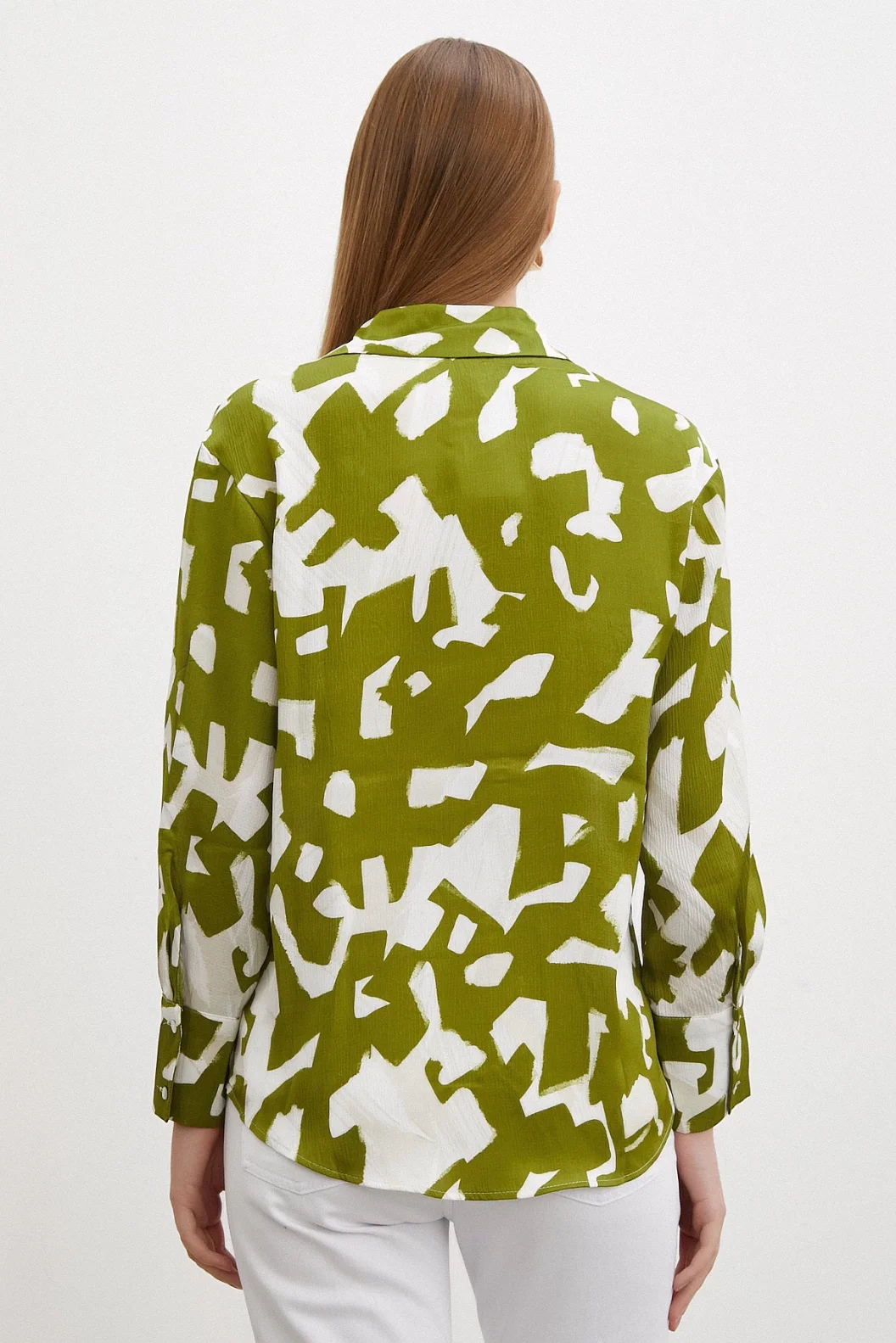 Geometrik Desen Gömlek Yeşil