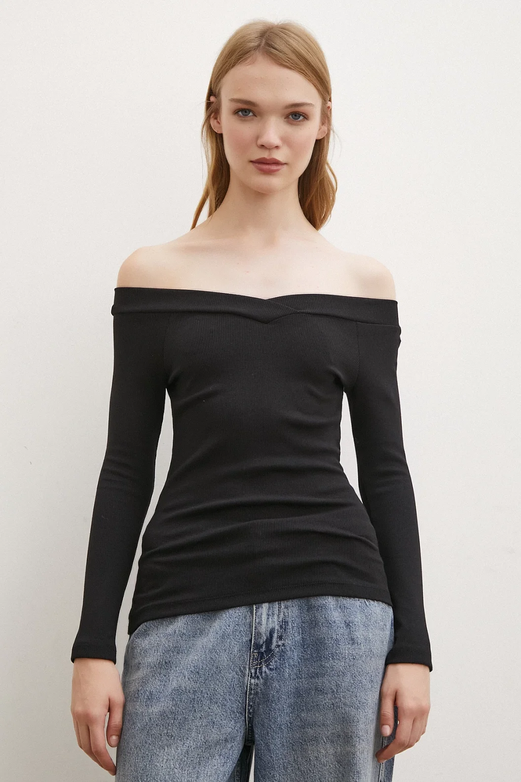 Boat Neck Blouse Black