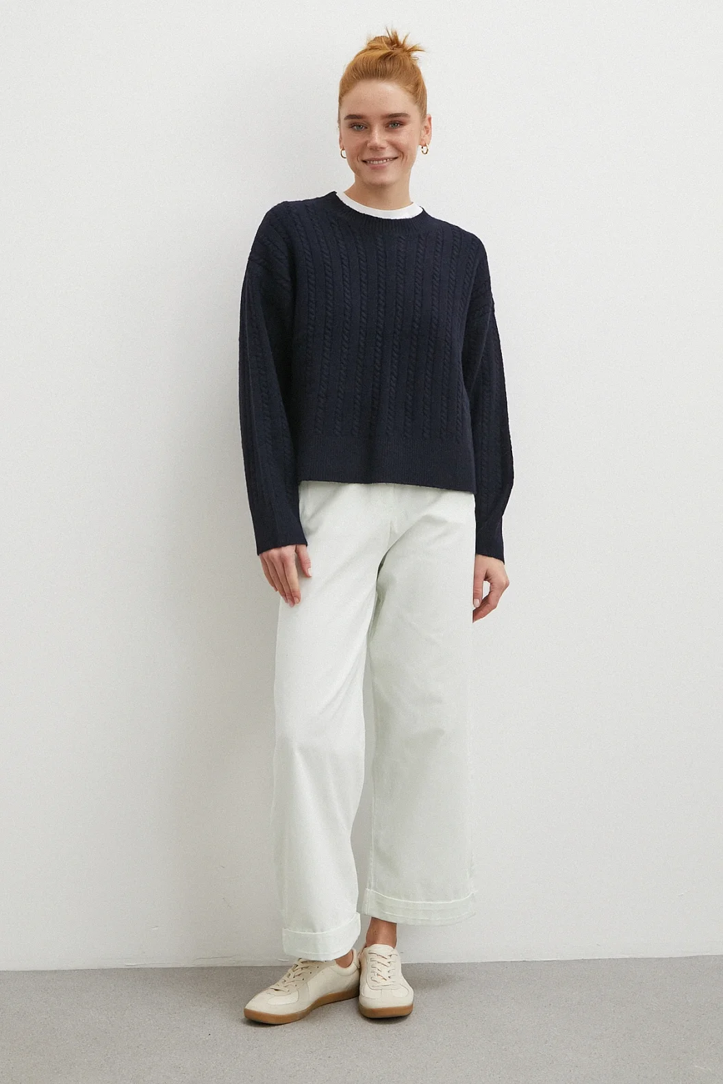 Paçası Katlamalı Gabardin Pantolon Taş