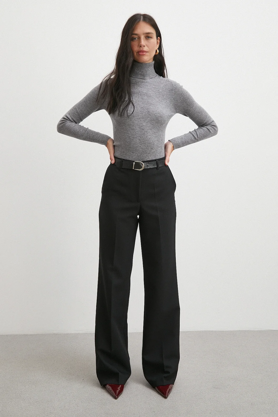 Yüksek Bel Klasik Pantolon Siyah