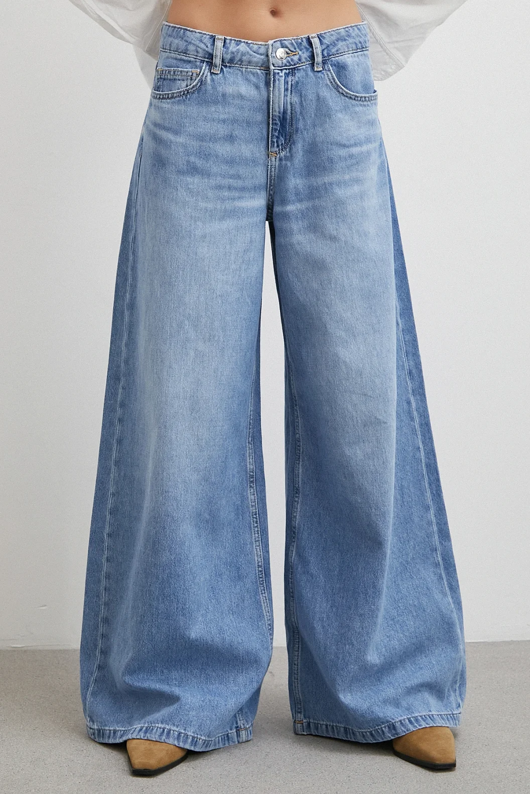 Yüksek Bel Wide Leg Jean Mavi