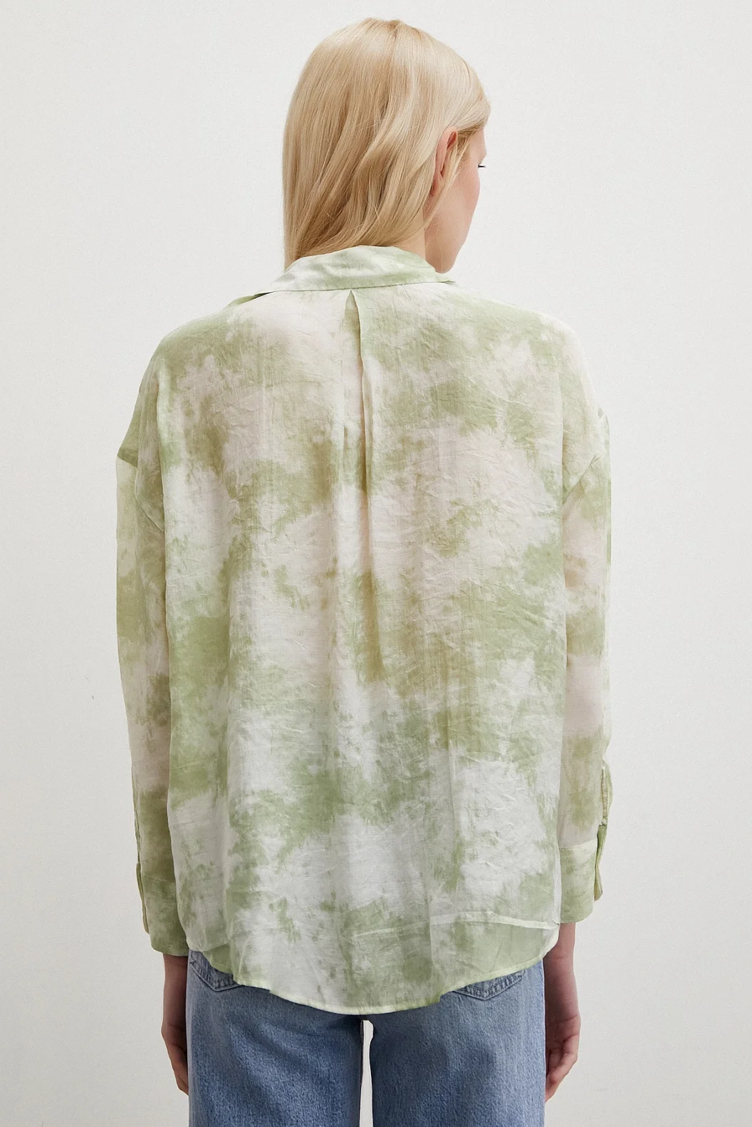 Desenli Oversize Gömlek Yeşil