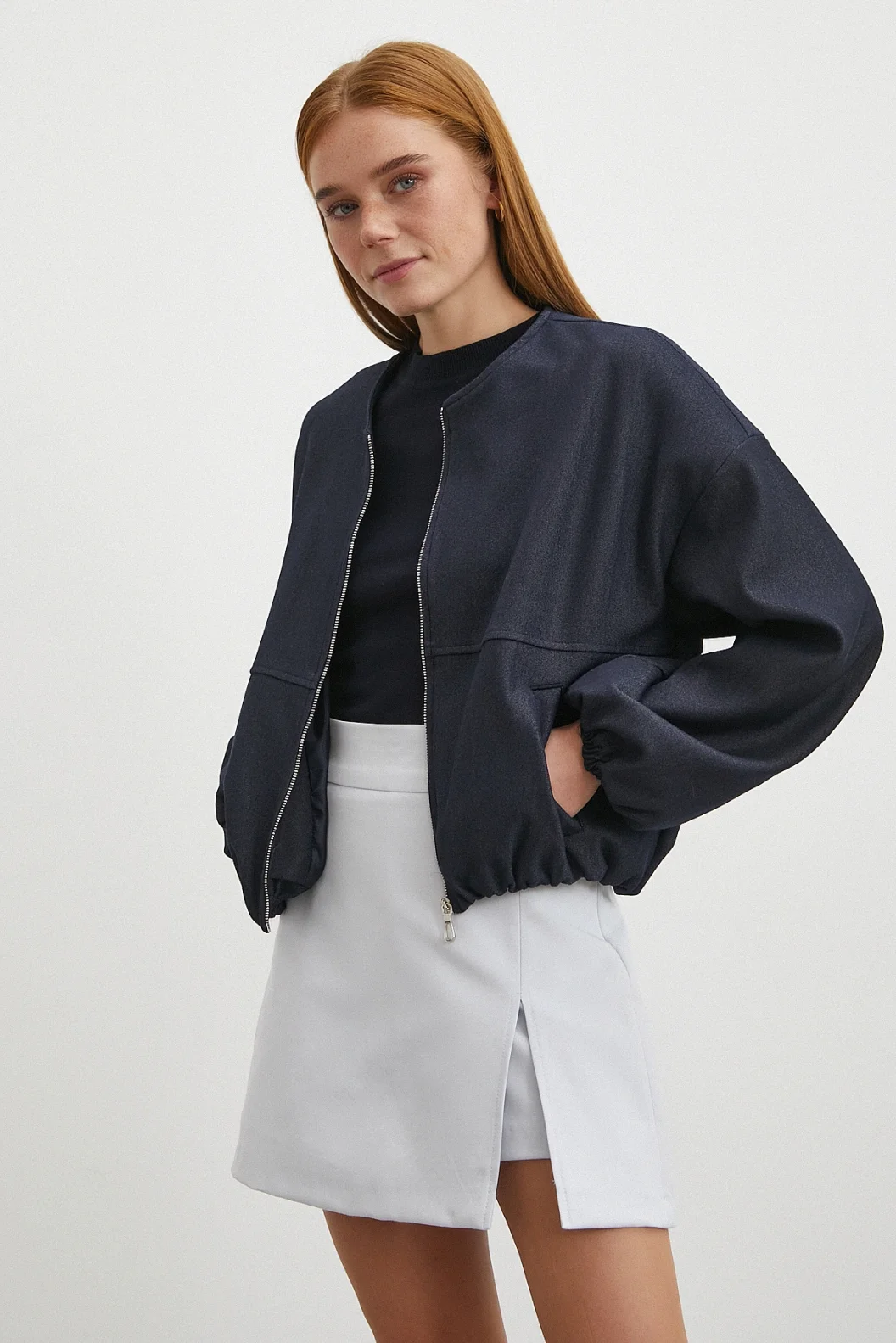 Yırtmaçlı Şort Etek Mavi