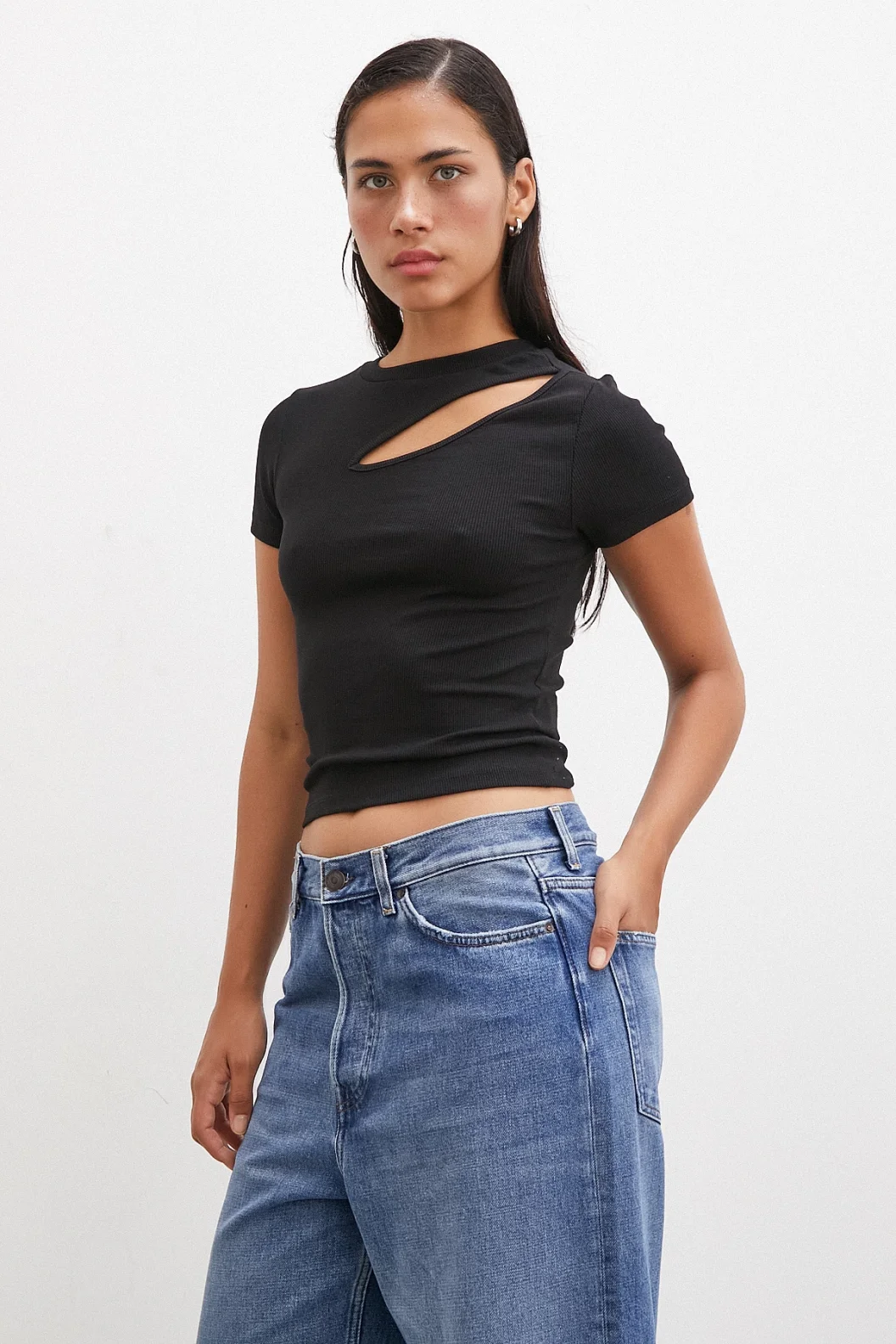 Offene Vorderbluse Schwarz