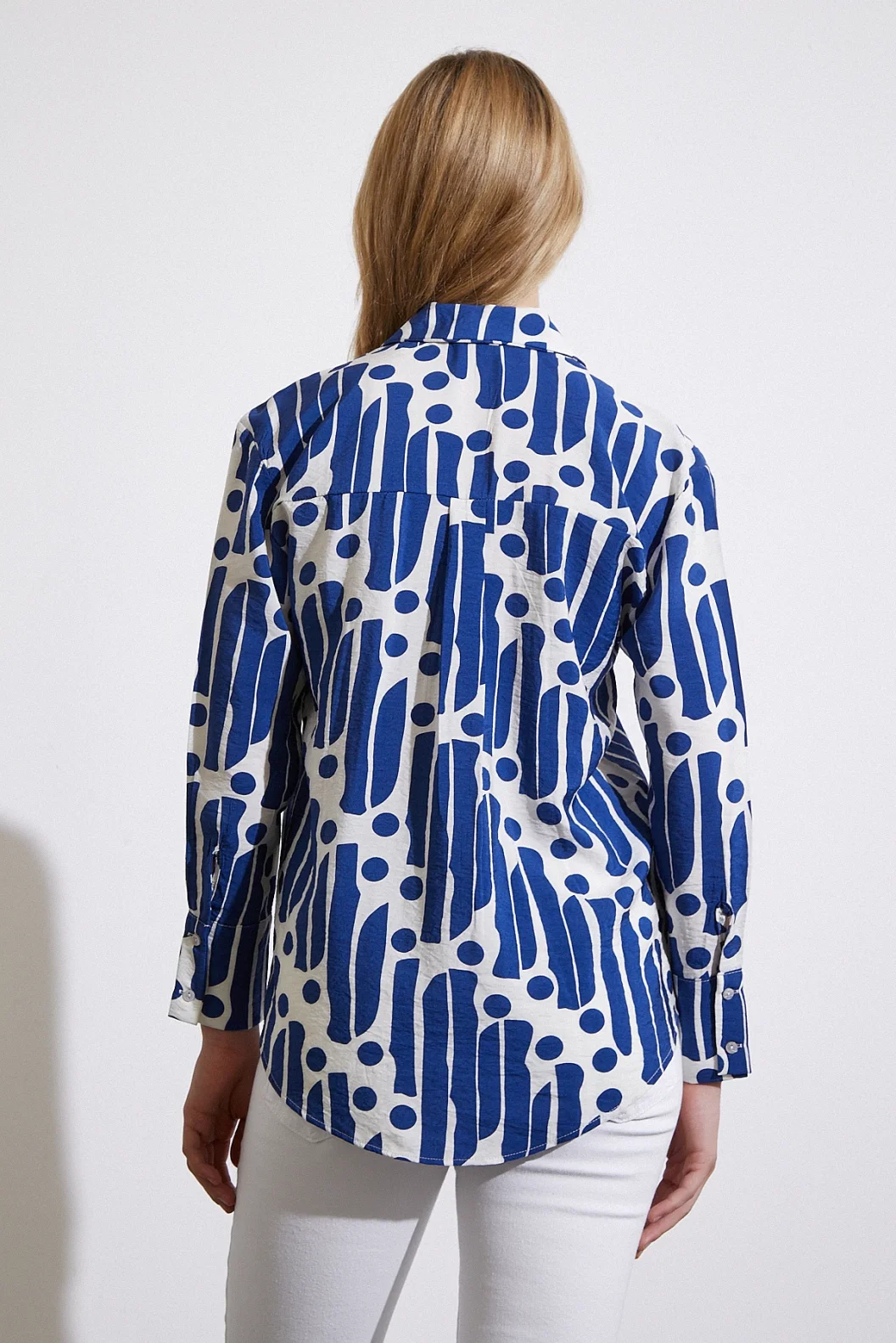 Modern Pattern Modal Shirt Blue