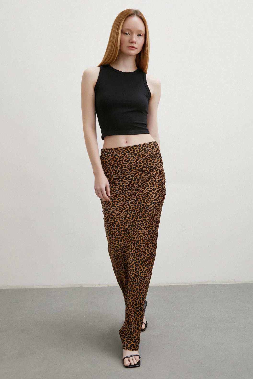 Leopardenmuster Wickelrock Braun