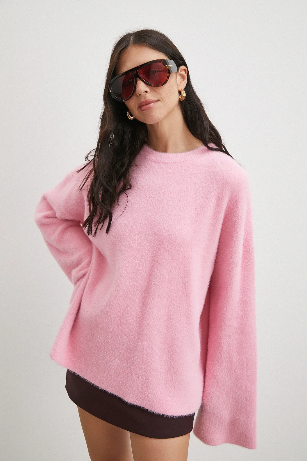 Bisiklet Yaka T Kol Kazak Pembe