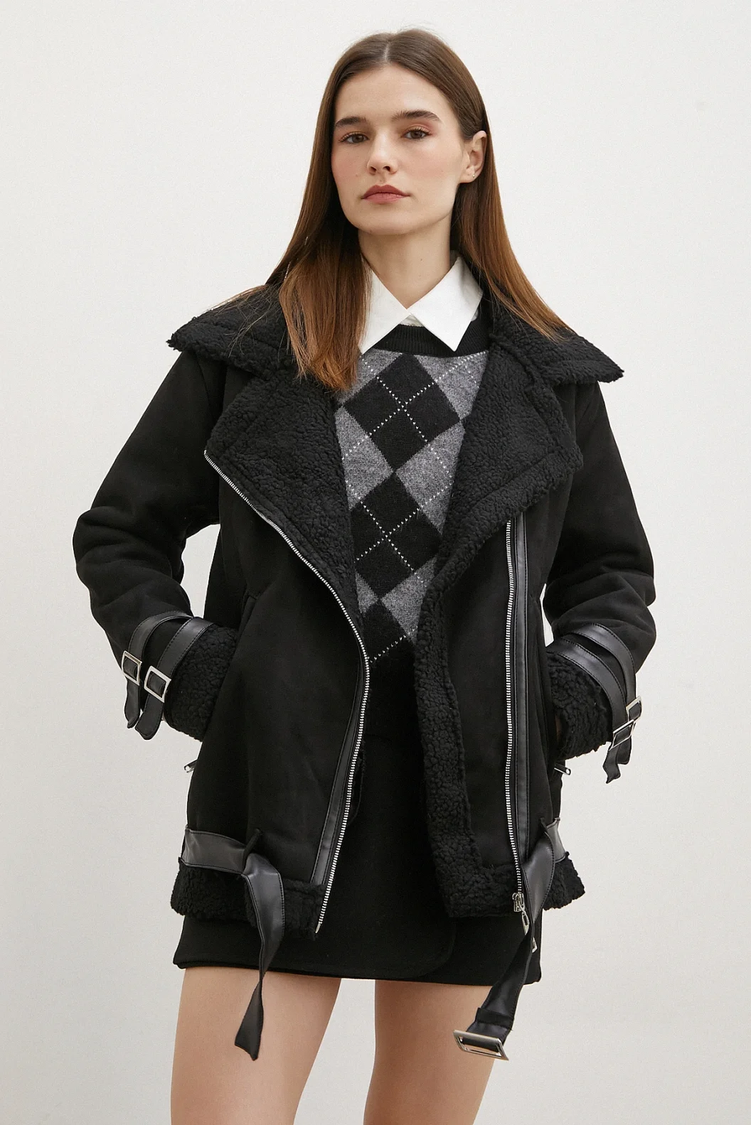 Belted Suede Jacket Black