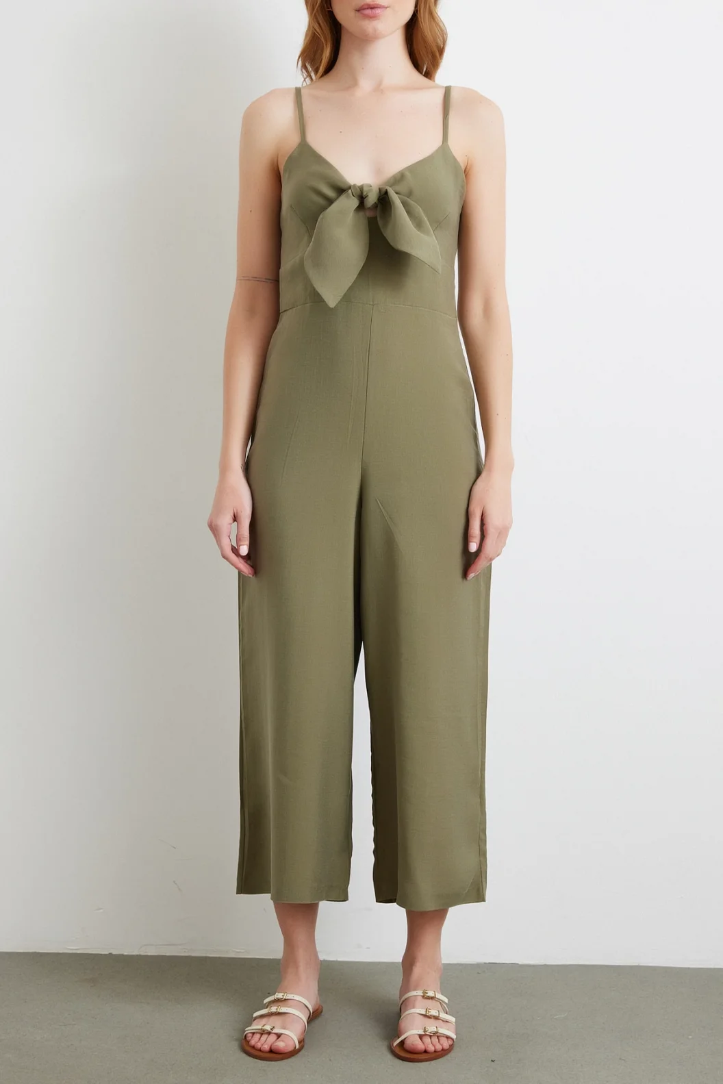 Bow Strap Jumpsuit Khaki
