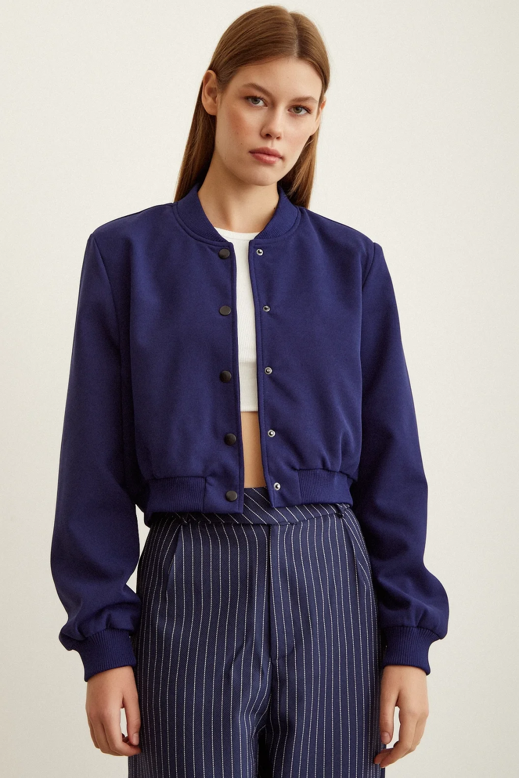 Gefütterte Raus Bügel Jacke Navy