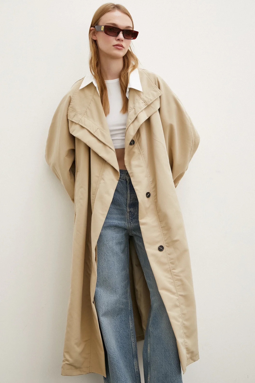 Trenchcoat mit Taschen Beige