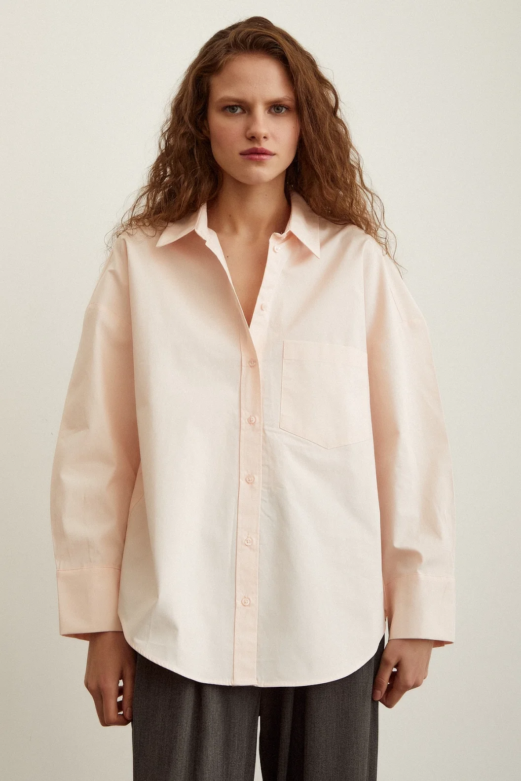 Cotton Textured Poplin Shirt Powder