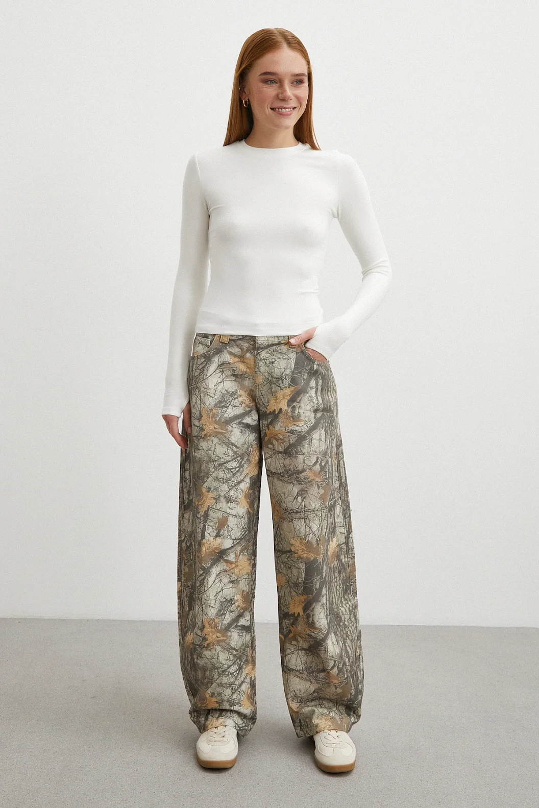 Desenli Boyfriend Premium Jean Bej