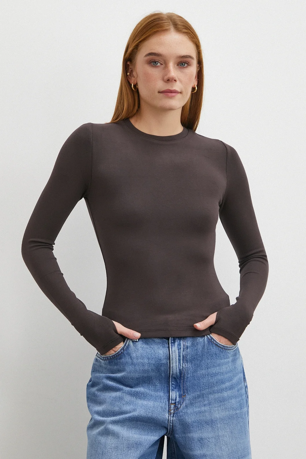 Kol Yırtmaçlı Bluz Kahve