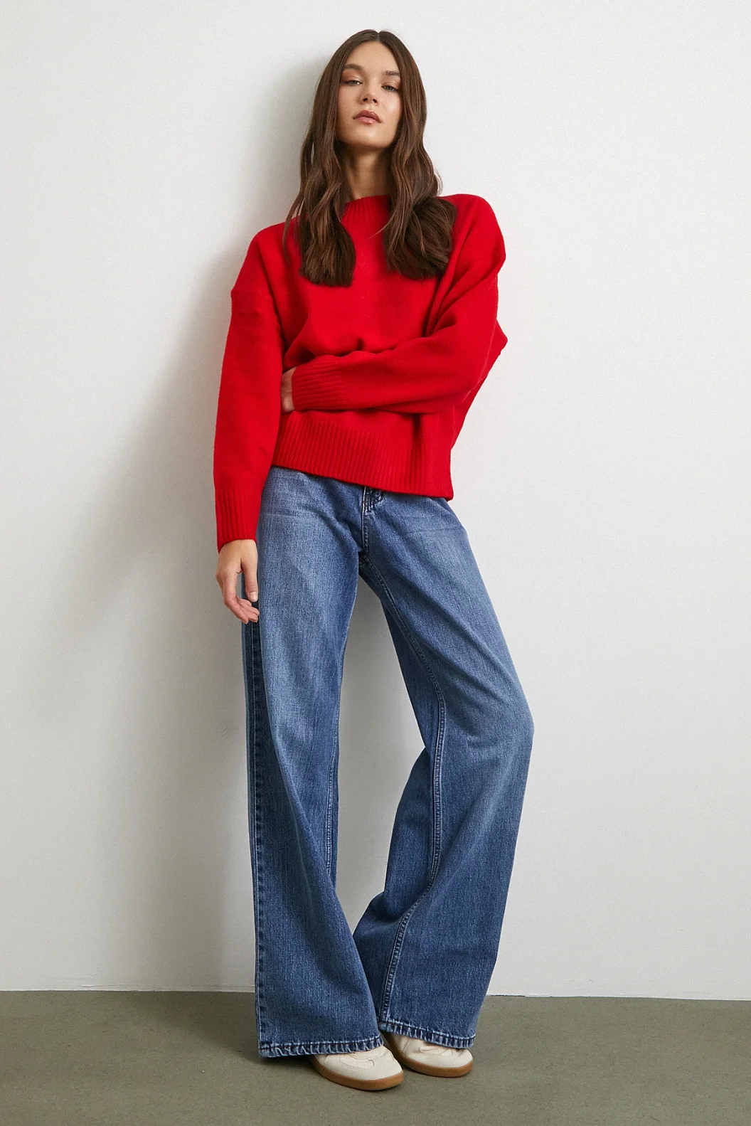 Yüksek Bel Wide Leg Jean Mavi