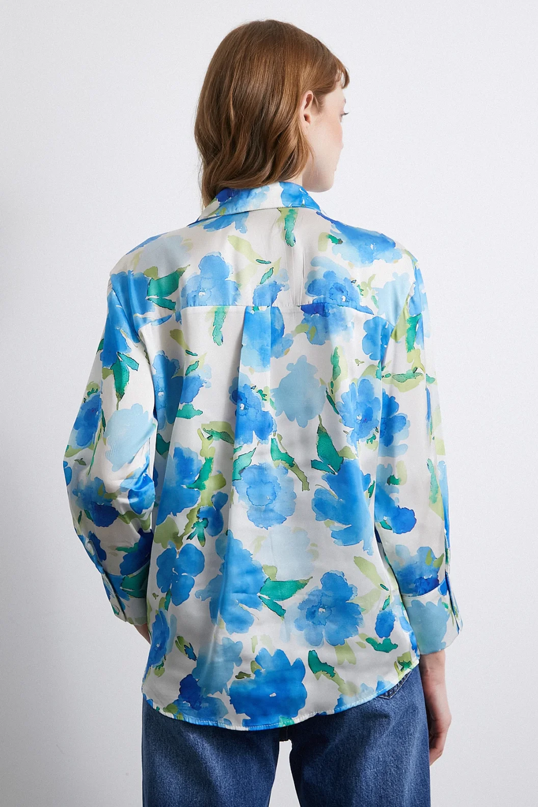 Multi-Colored Flower Patterned Shirt Navy