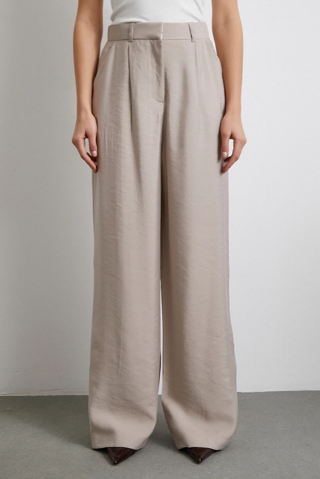 Modal Palazzo Pants Beige