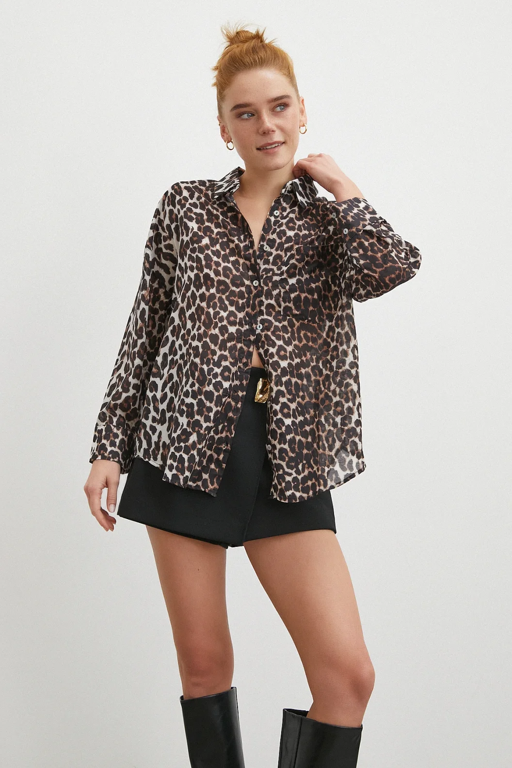 Leopard Print Shirt Black