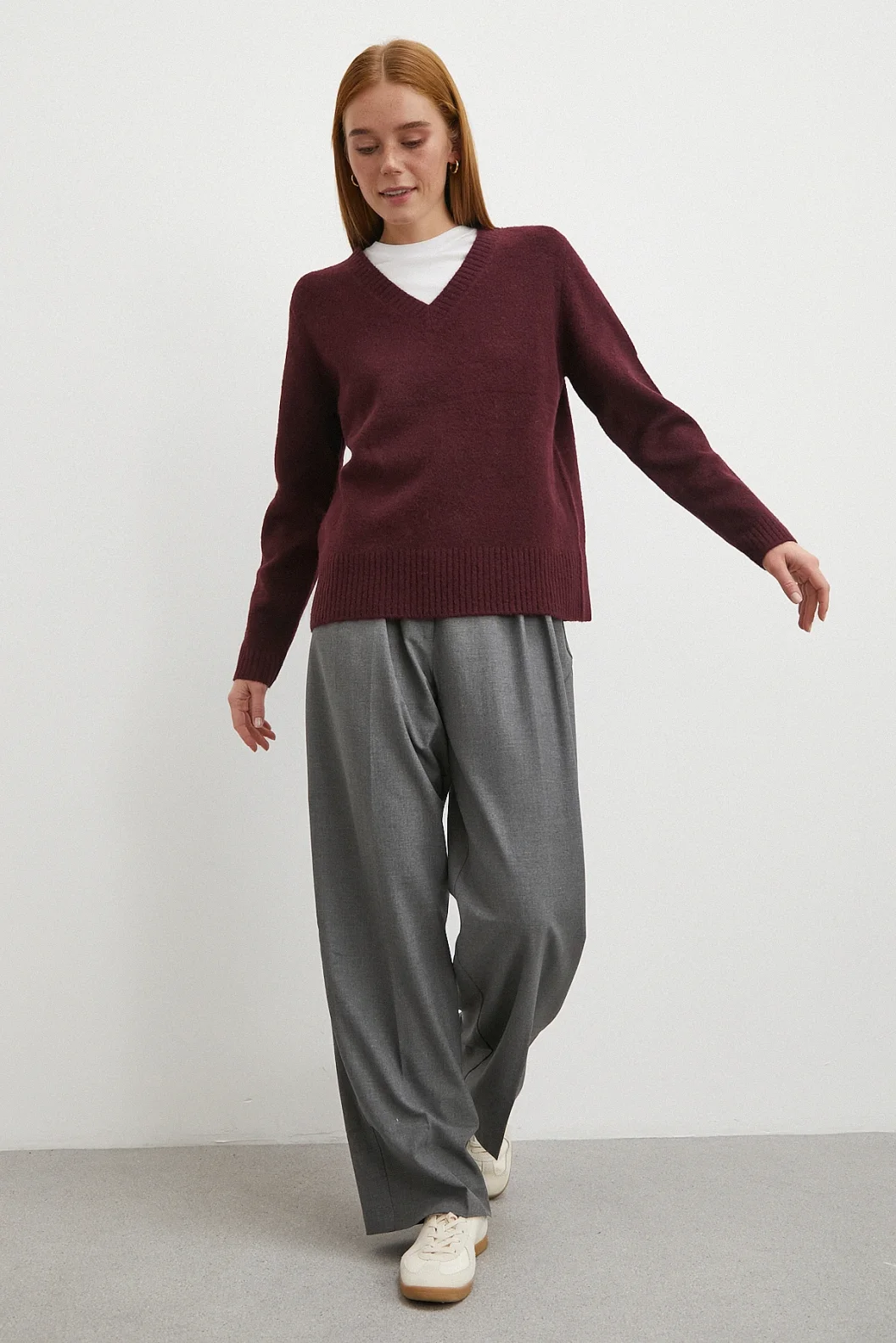 Yüksek Bel Pileli Palazzo Pantolon Gri