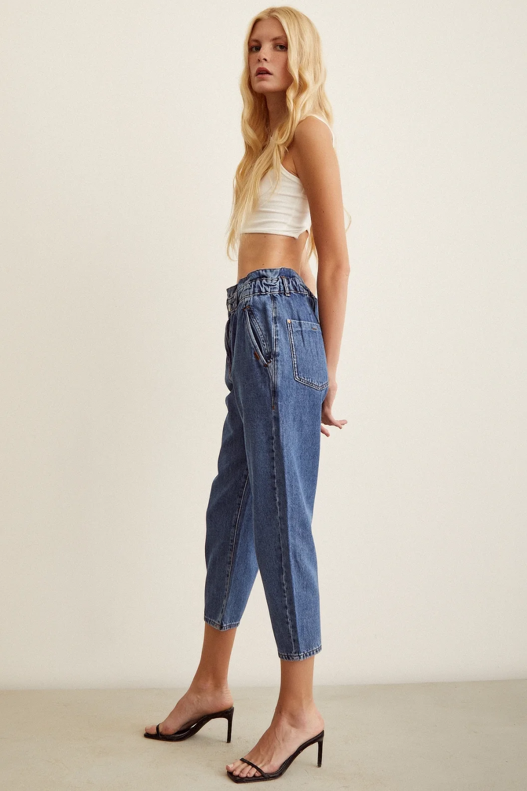 Bel Elastiki Jean Pantolon Mavi