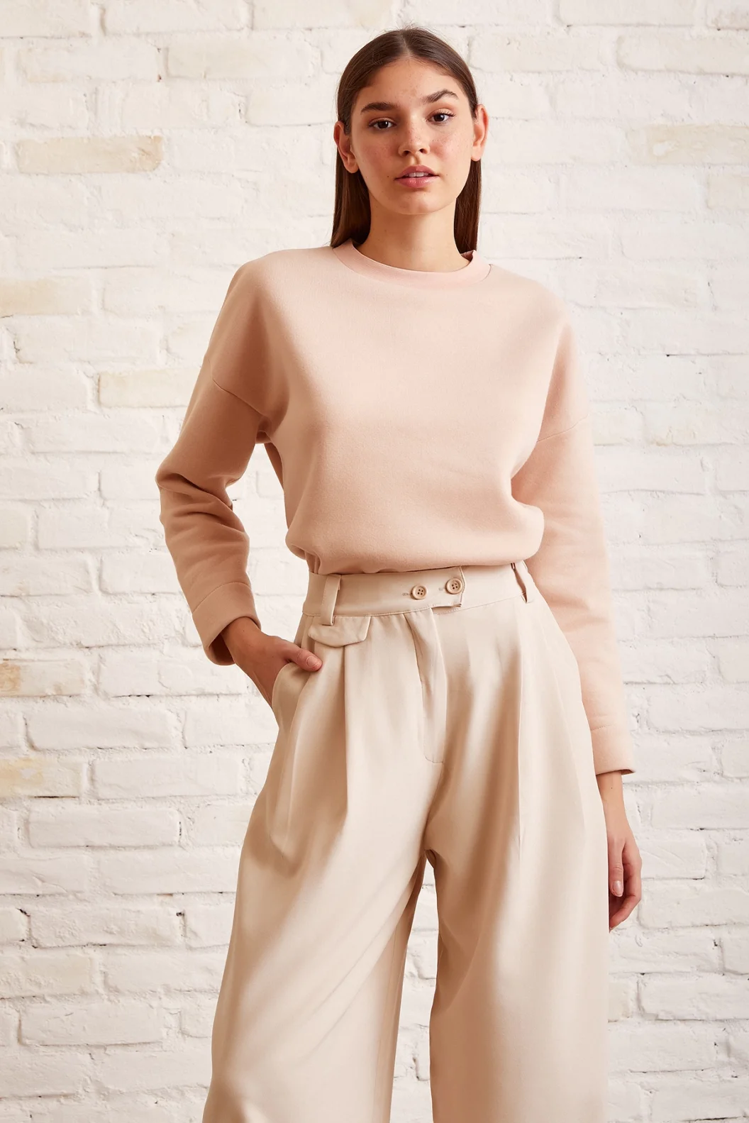 Fahrradkragen Oversize Sweatshirt Lachs