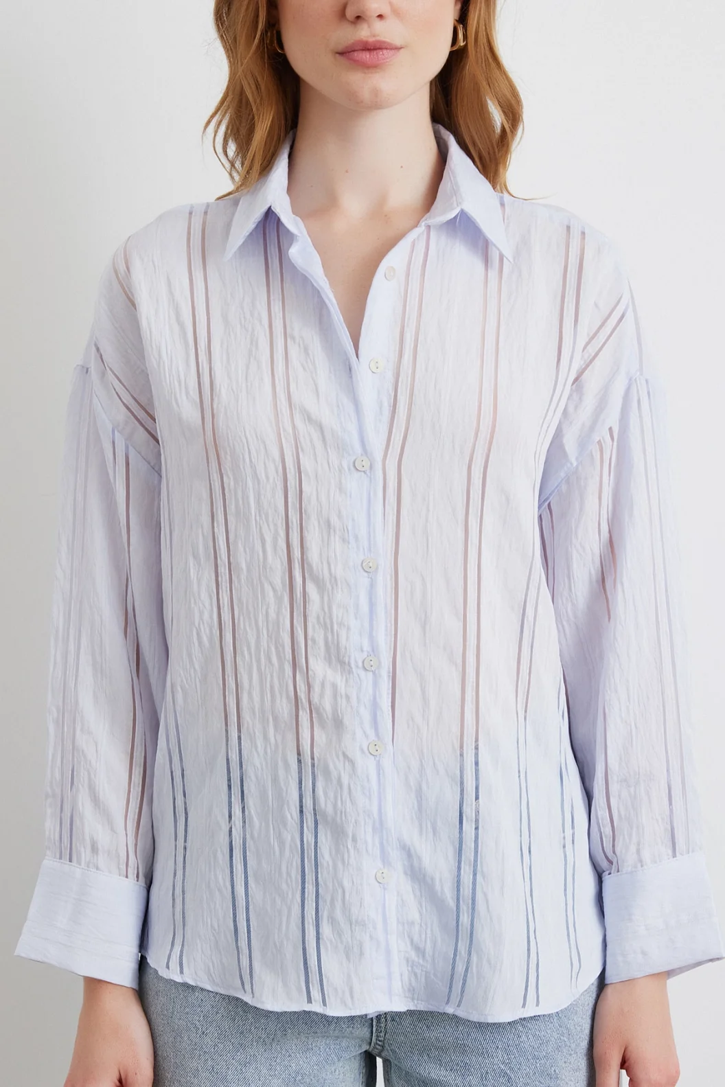 Organza Gestreiftes Hemd Blau