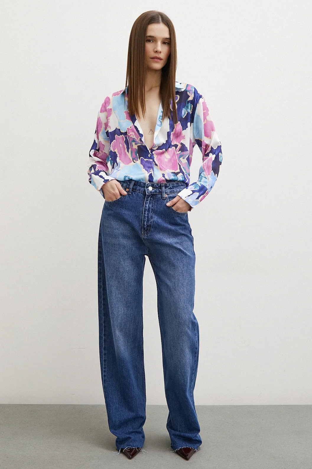 Patterned Waffle Shirt Navy