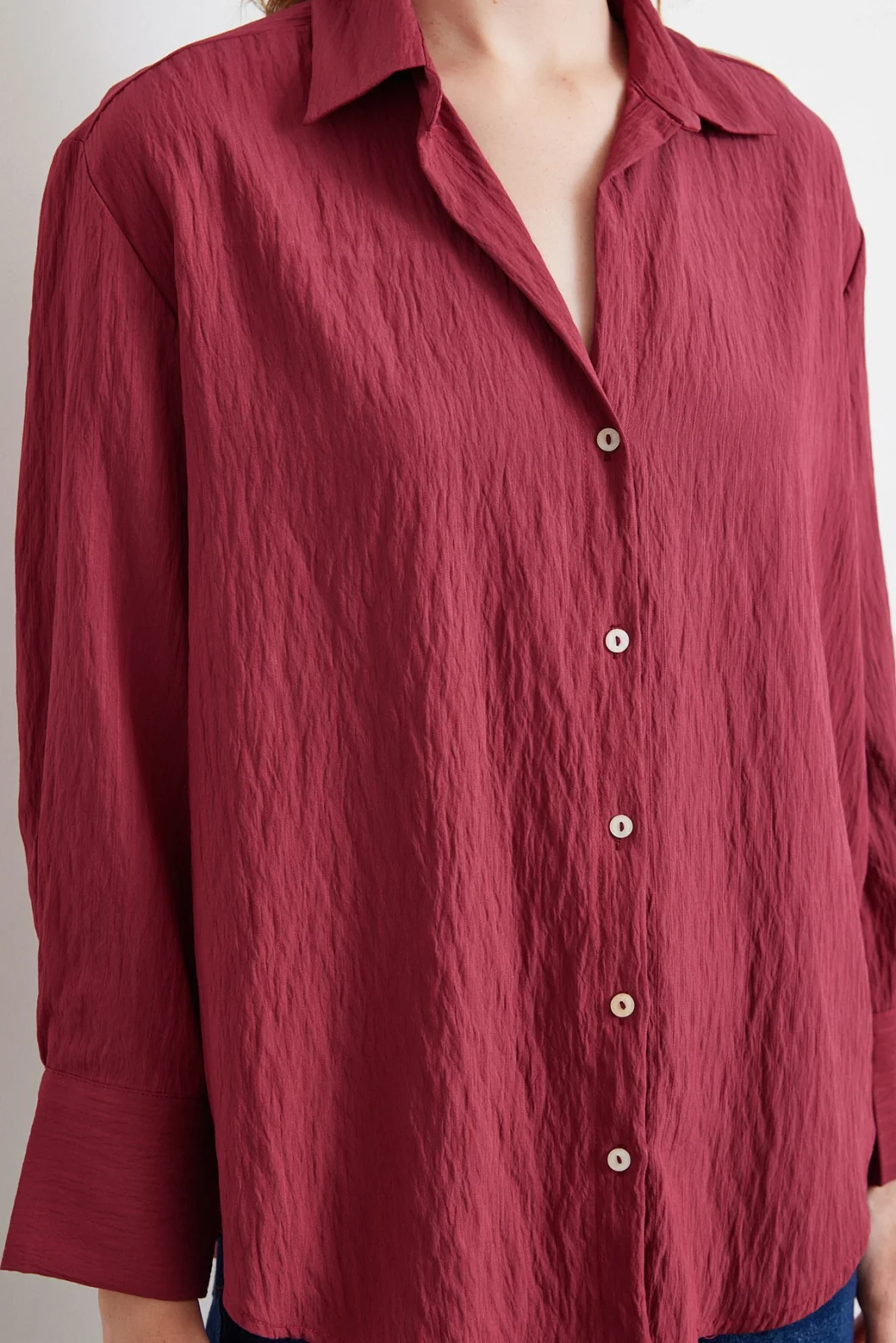 Paralel Çizgili Gömlek Bordo