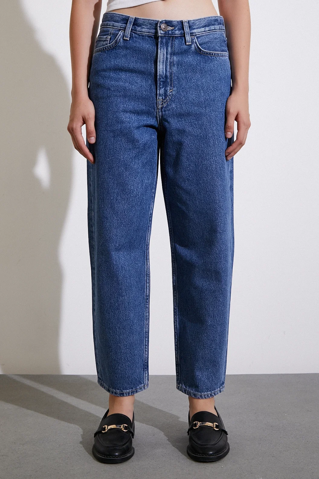 High Waist Mom Jeans Blau
