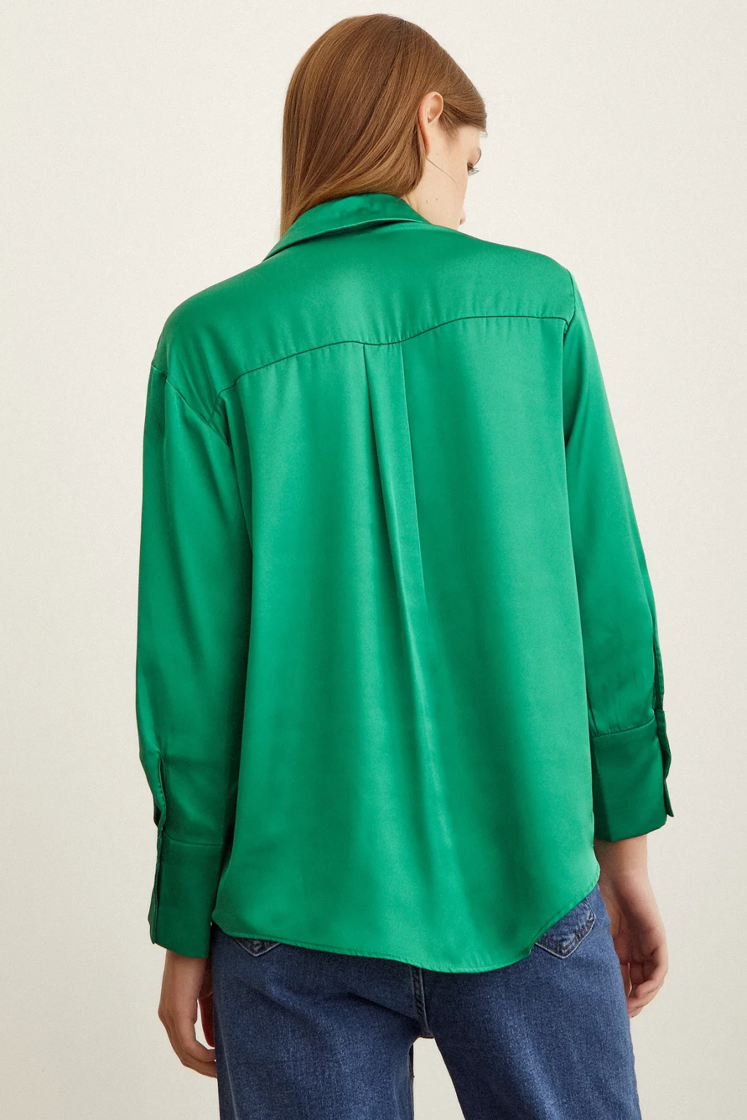 Basic Satin Bluse Grün