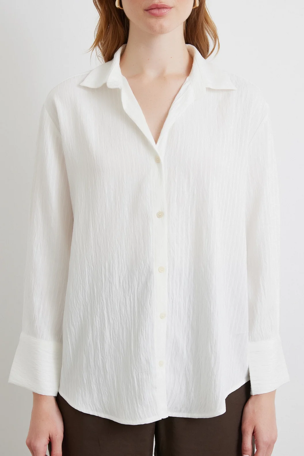 Paralel Çizgili Gömlek Beyaz