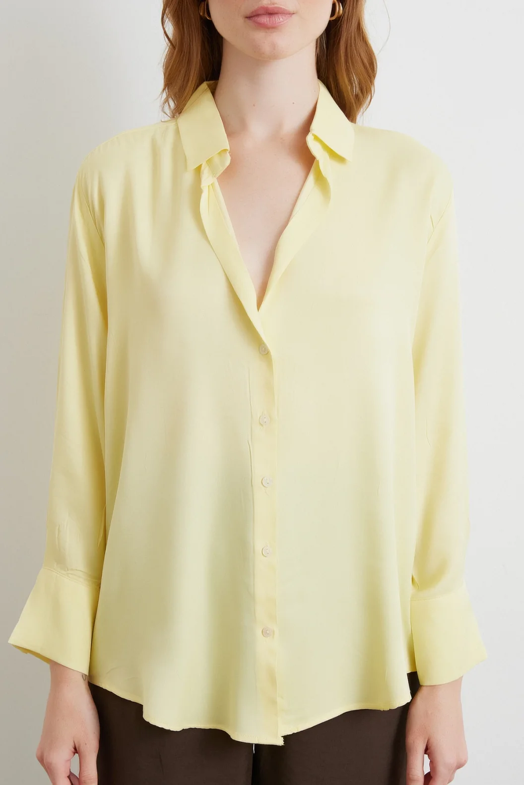 Viskon Saten Gömlek Sarı