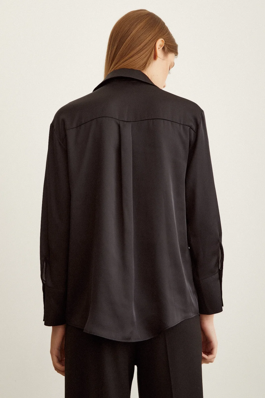 Basic Satin Bluse Schwarz