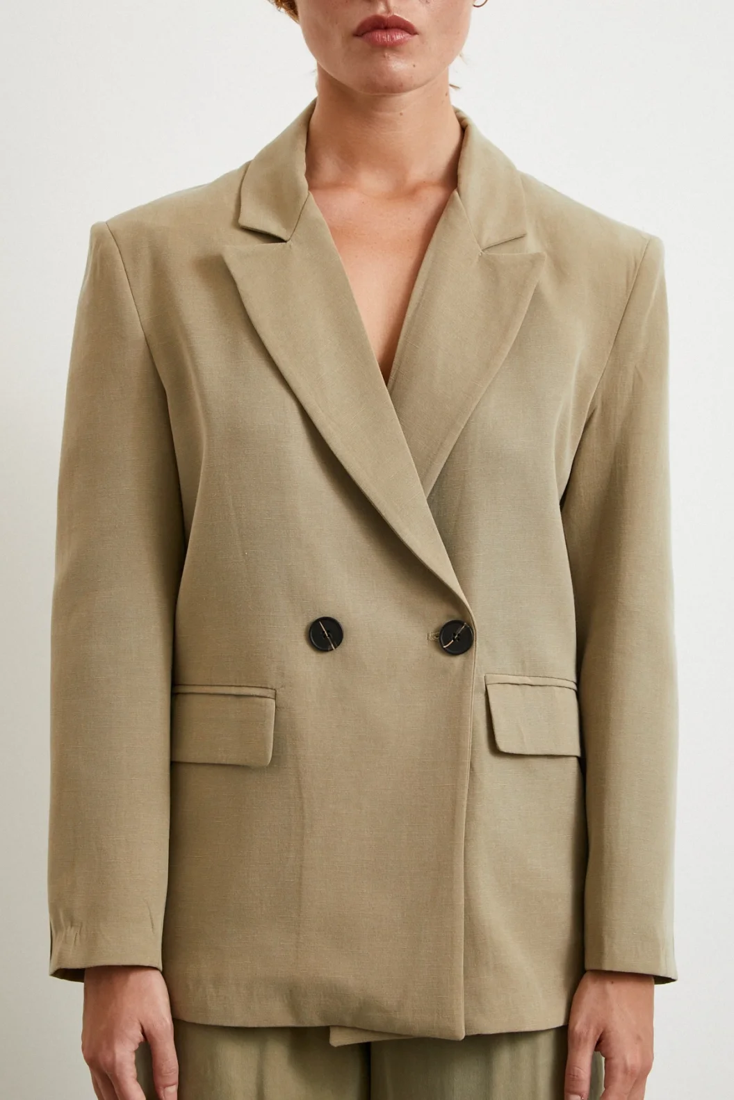 بلیزر قطني مزدوج الأزرار - اللون الخردلي