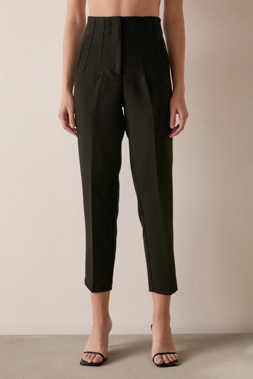 Skinny Fabric Pants Black