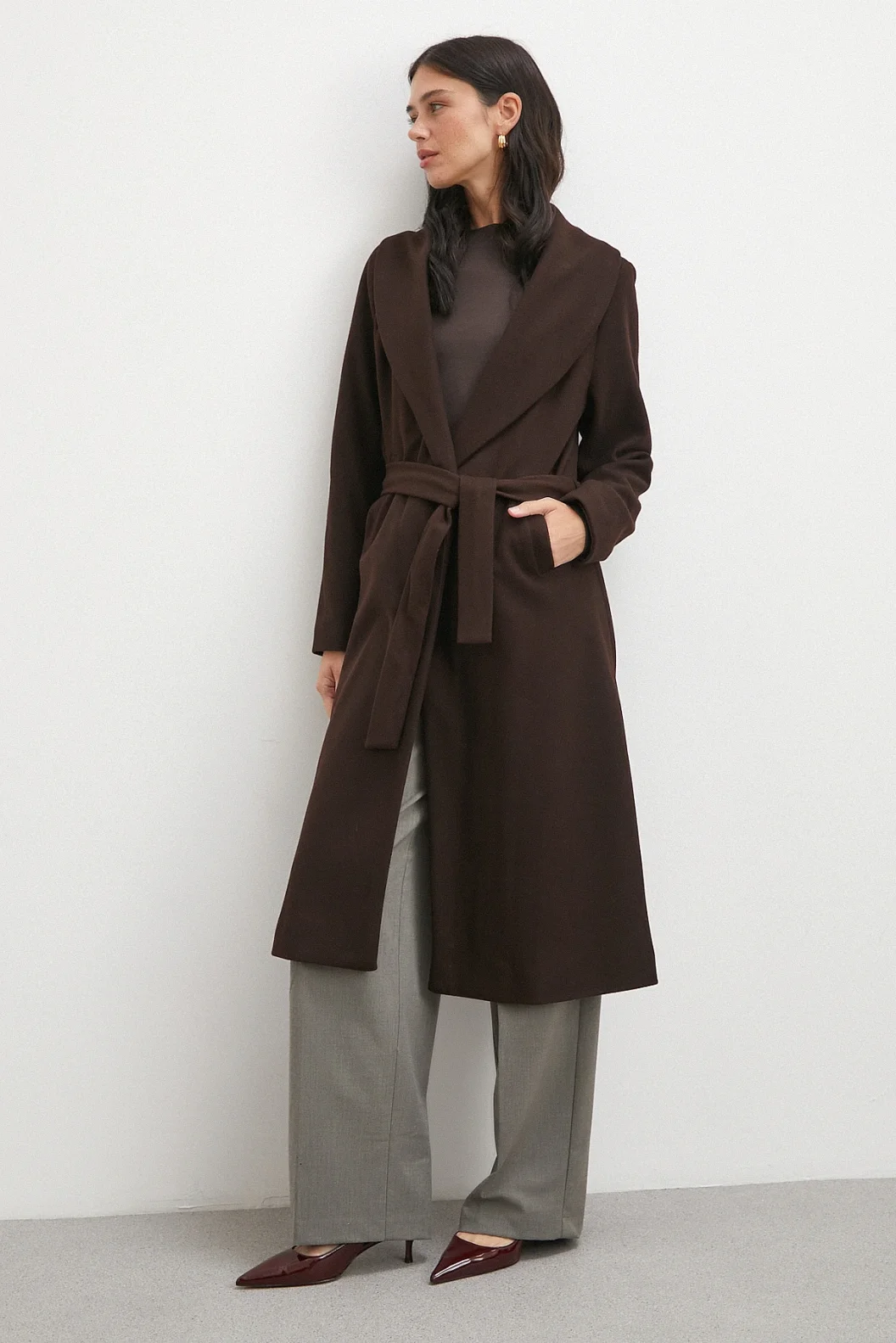 Kuşaklı Kaşe Kaban Kahve