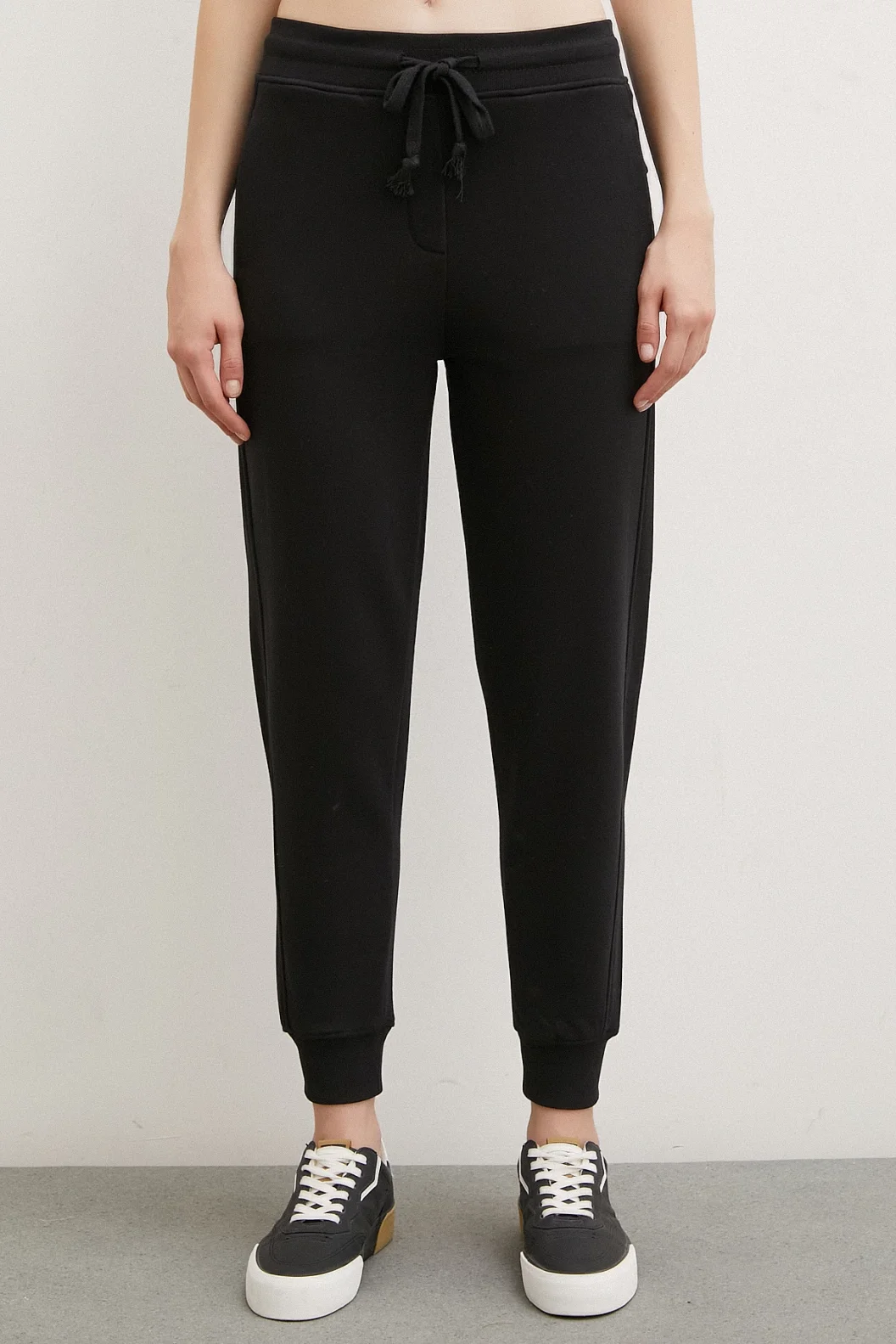 Elastic Waist Pants Black