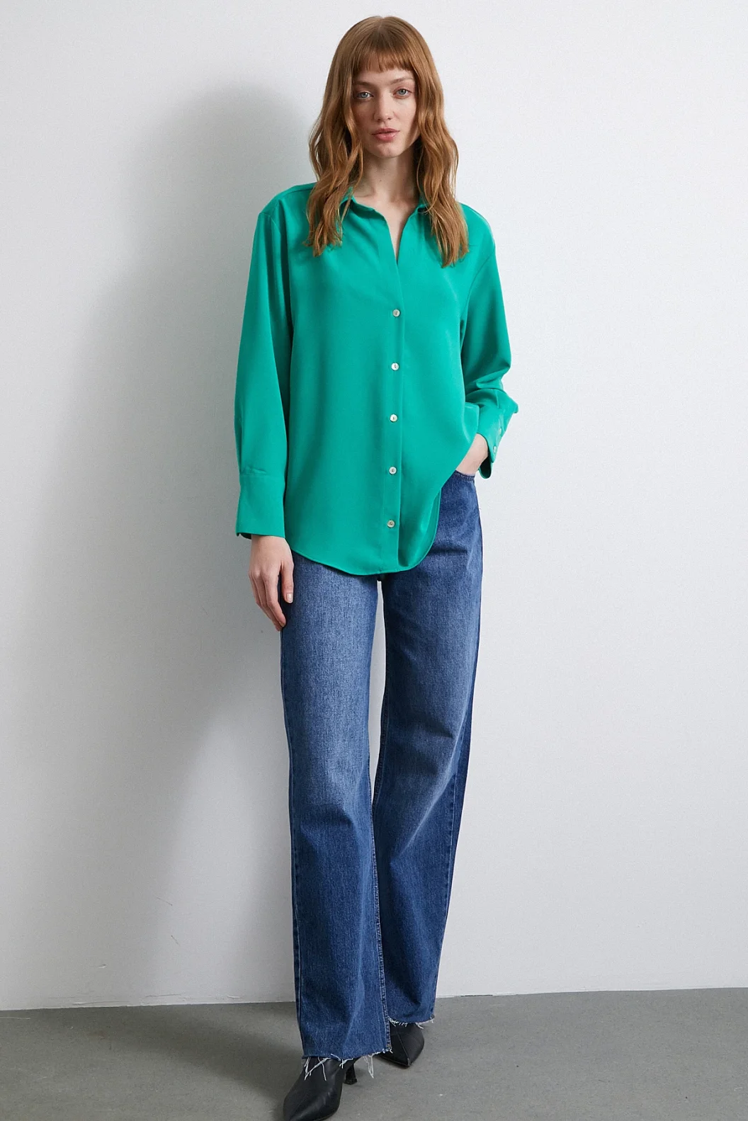 Classic Satin Shirt Green