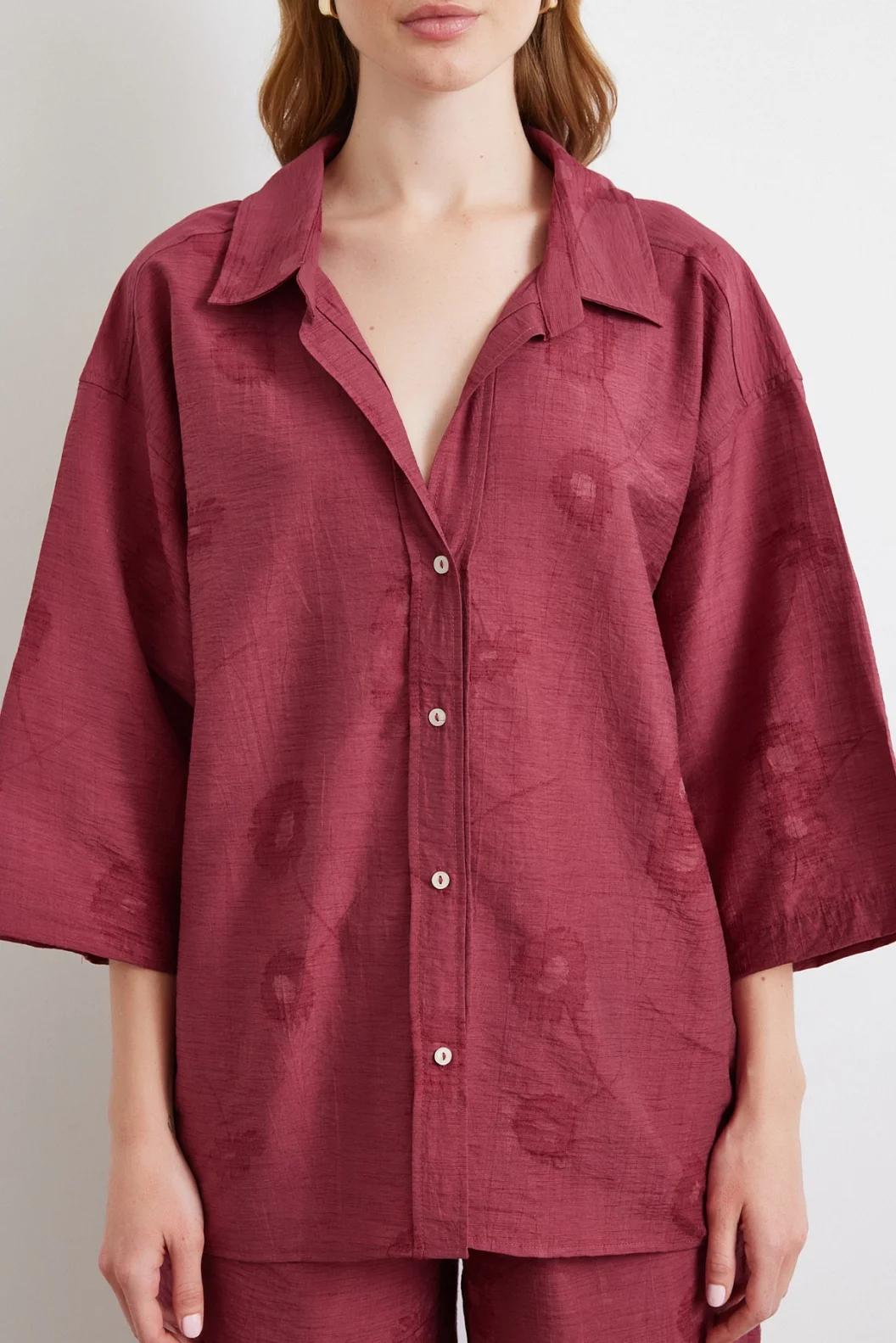 Fakir Kol Oversize Gömlek Bordo