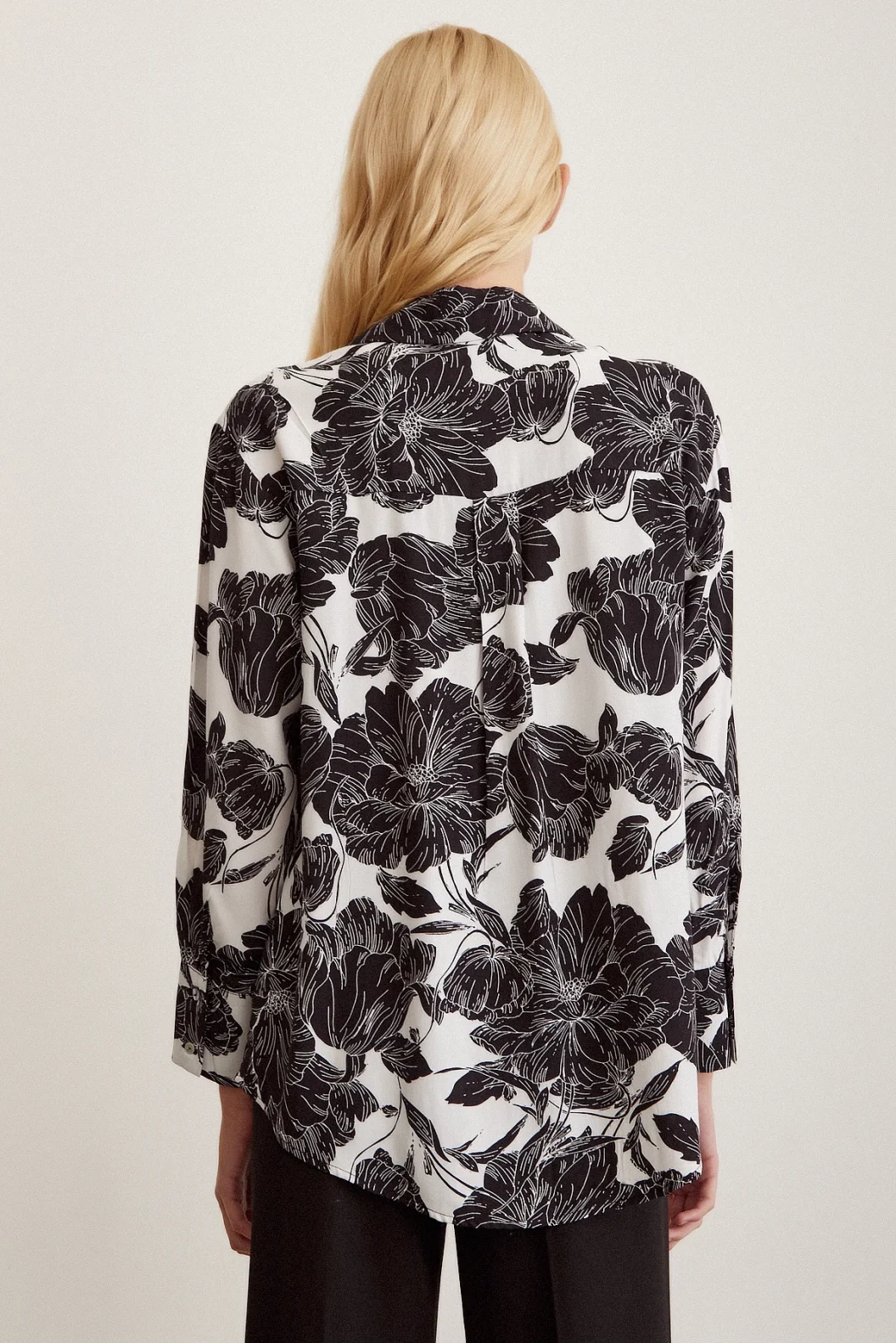 Patterned Viscose Shirt Black