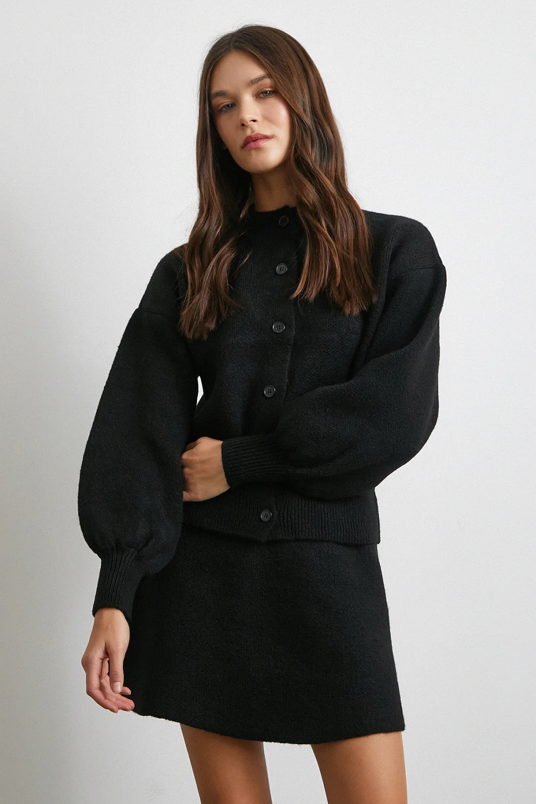 Hırka Etek Triko Takım Siyah