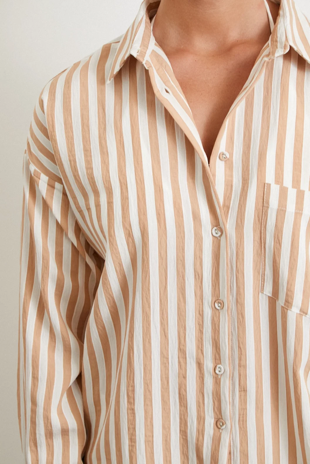 Multi Striped Pocket Shirt Camel