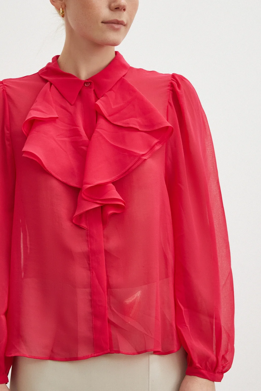 Ruffled Shirt Fuchsia