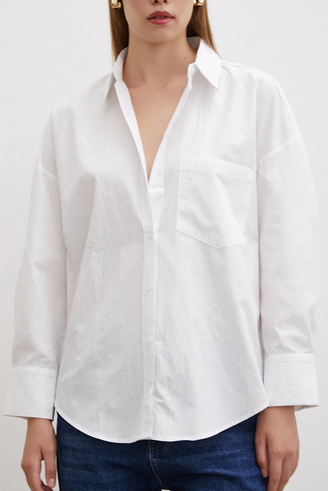 Leafy Poplin Shirt White