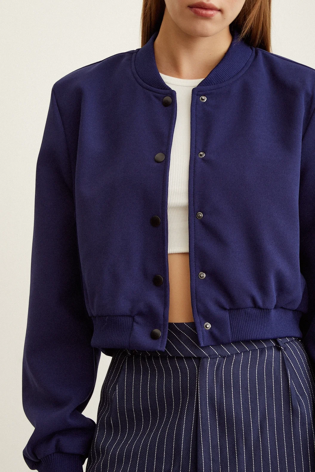 Gefütterte Raus Bügel Jacke Navy