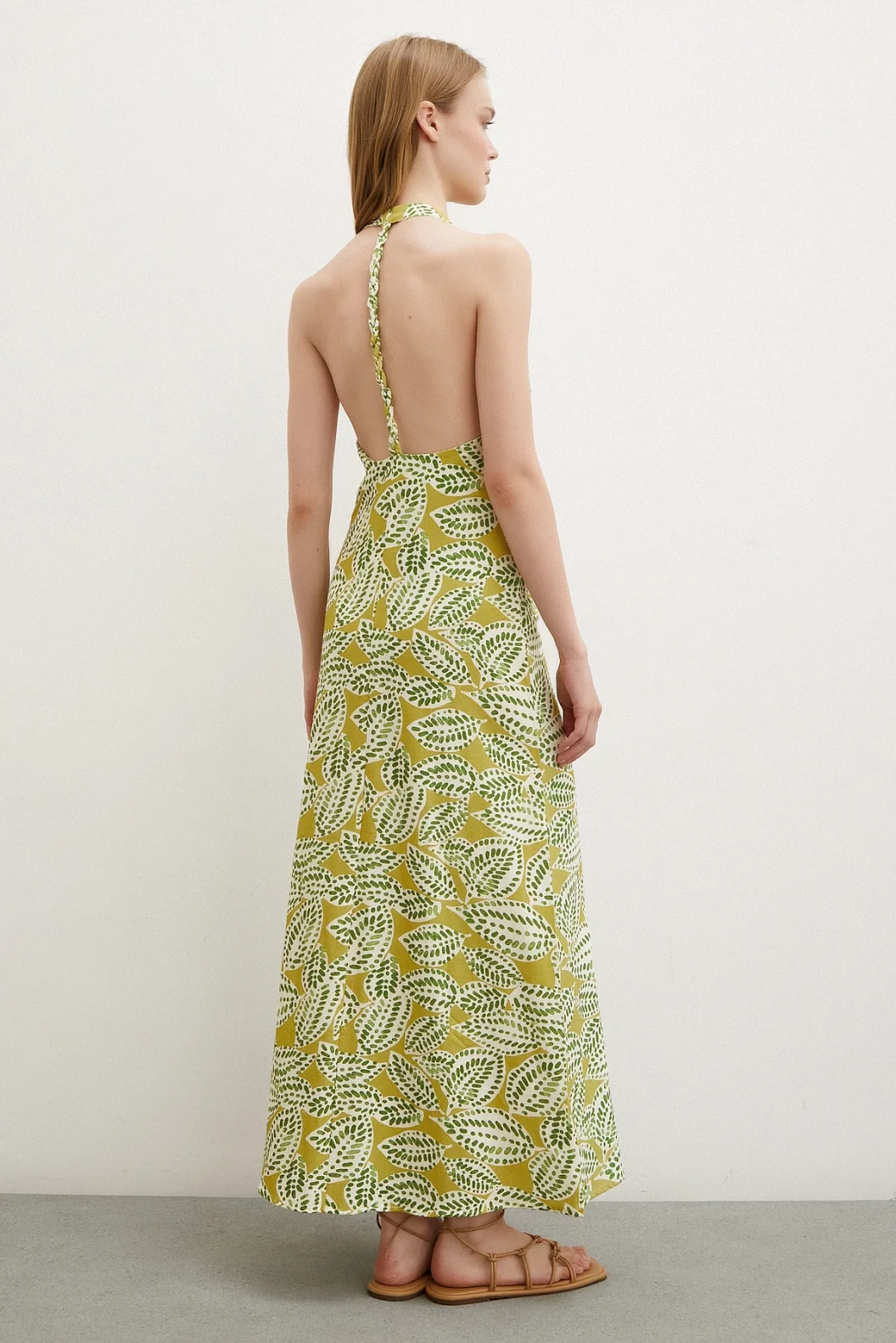 Degaje Ausschnitt Maxi-Kleid Grün