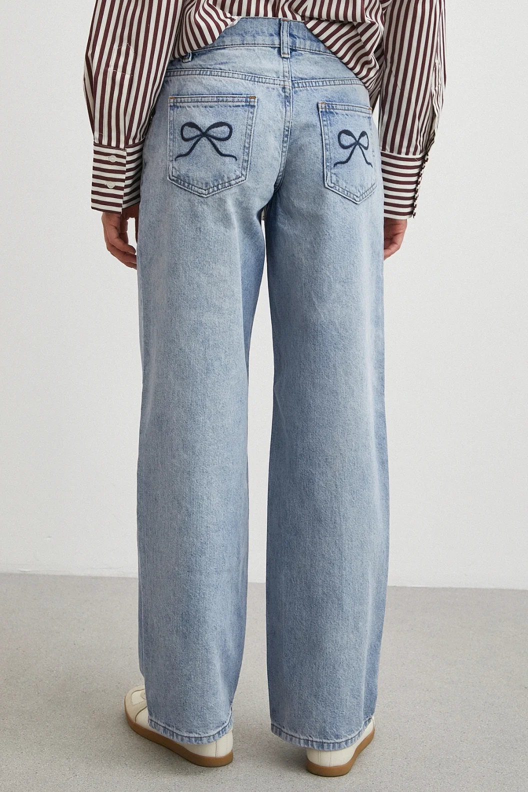 Düşük Bel Wide Leg Jean Mavi