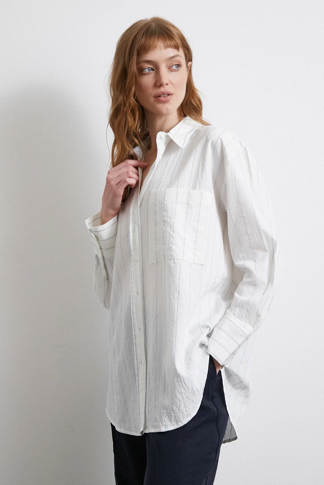 Gestreiftes Hemd in Wassergrün